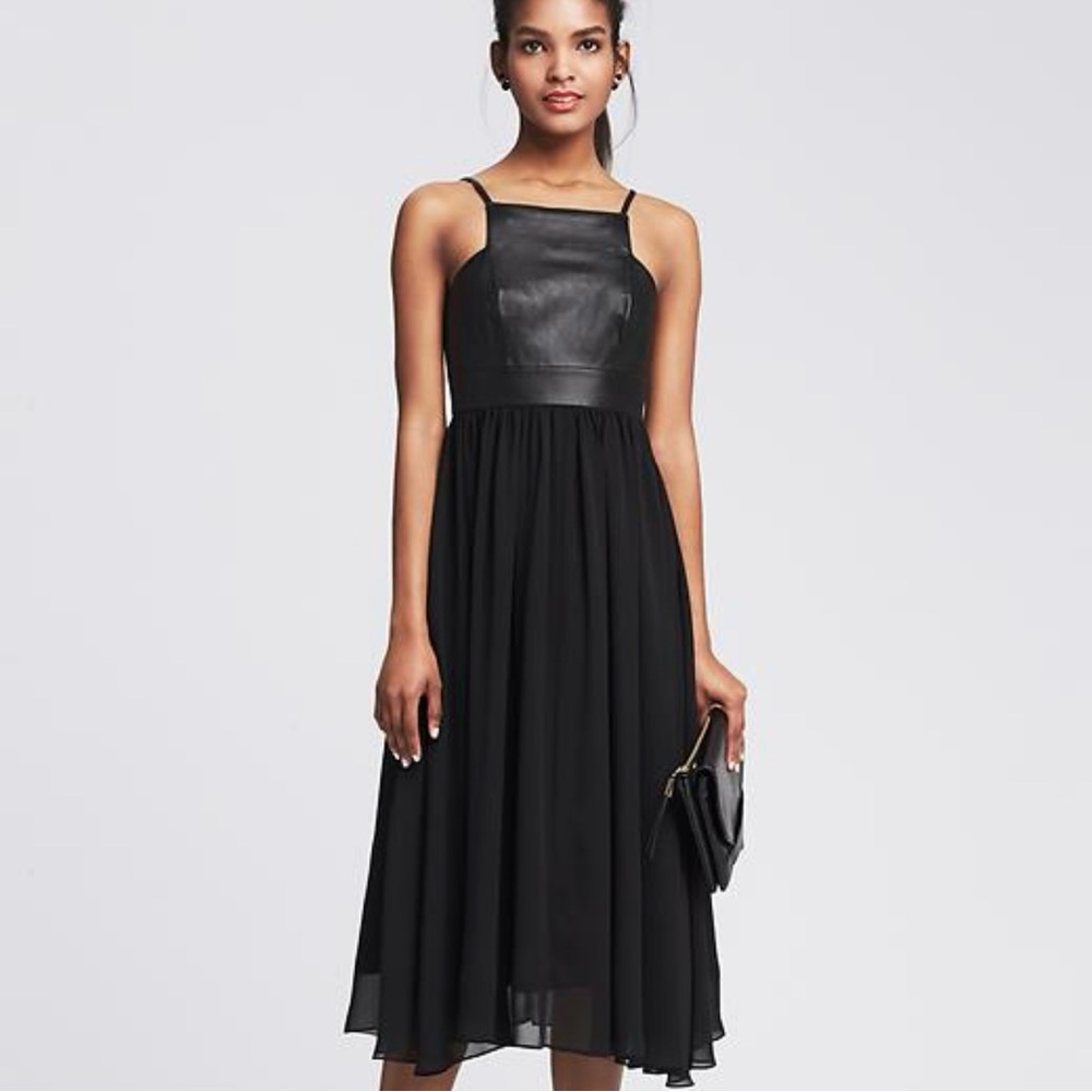 Banana Republic Monogram Leather Midi Dress. Size 12